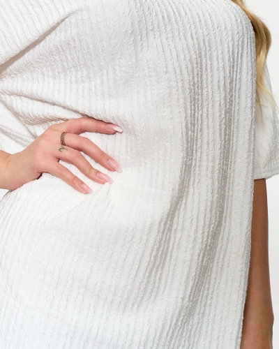 Dámský žebrovaný komplet v bílé barvě- Oblečení