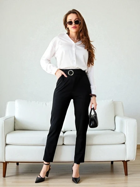 Pantaloni Bella Melodia в Чорному Кольорі