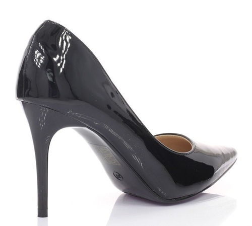 Lakierowane czółenka z wycięciem w kolorze czarnym Sylvie- Obuwie