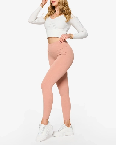 Růžové dámské žebrované legíny - Oblečení