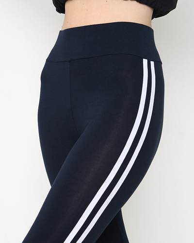 Темно-сині жіночі легінси з лампасами