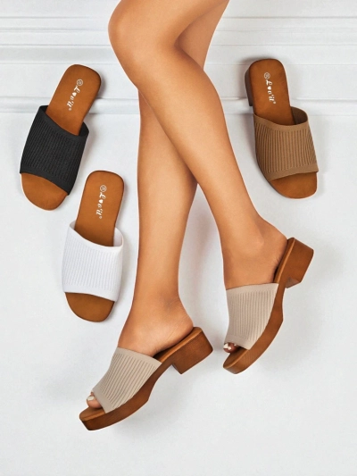 Royalfashion Жіночі шльопанці на низькому підборі Ribbed Grace