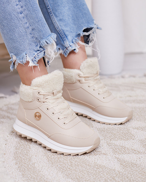Royalfashion Жіночі утеплені спортивні черевики бежевого кольору Cerrto