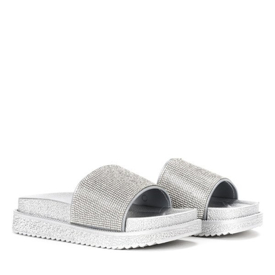Srebrne klapki z cyrkoniami Louisiana - Obuwie