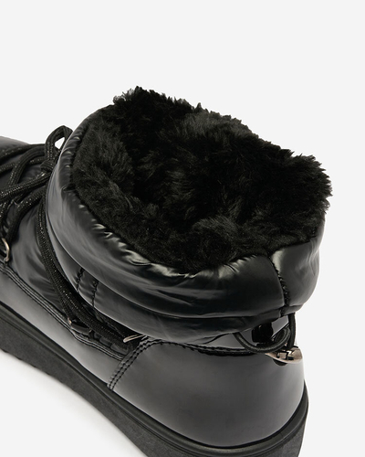 Royalfashion Жіночі черевики-сліпони a'la снігоступи чорного кольору Nevsone