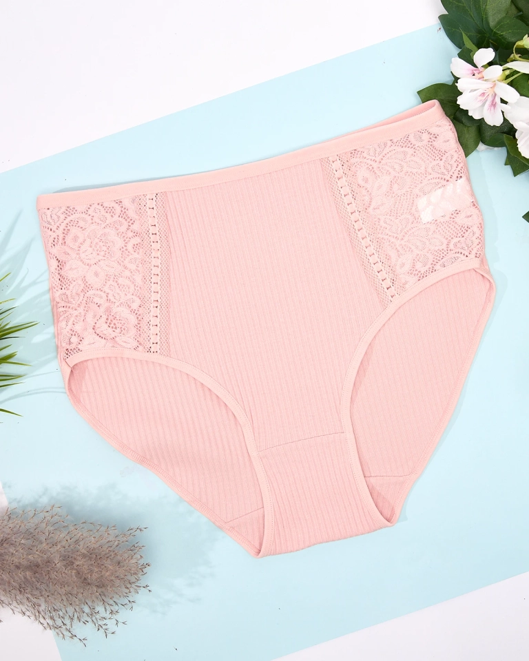Dámské žebrované kalhotky v růžové barvě PLUS SIZE - Spodní prádlo