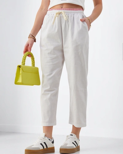 Royalfashion bavlněné široké dámské kalhoty s tkaničkou