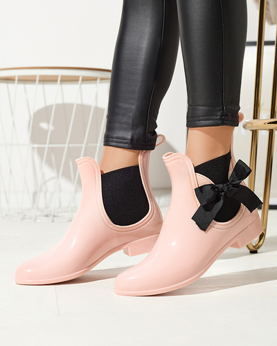 Světle růžové dámské nazouváky s mašlí Roberta - Obuv