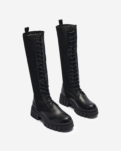 Dámské vysoké kozačky nad kolena se šněrováním v černé barvě Assala- Obuv