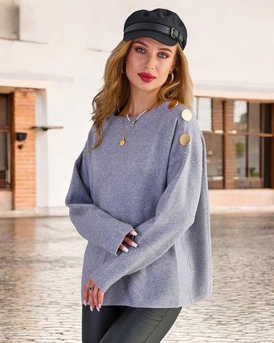 Royalfashion Tenký dámský svetr se zdobením na ramenou