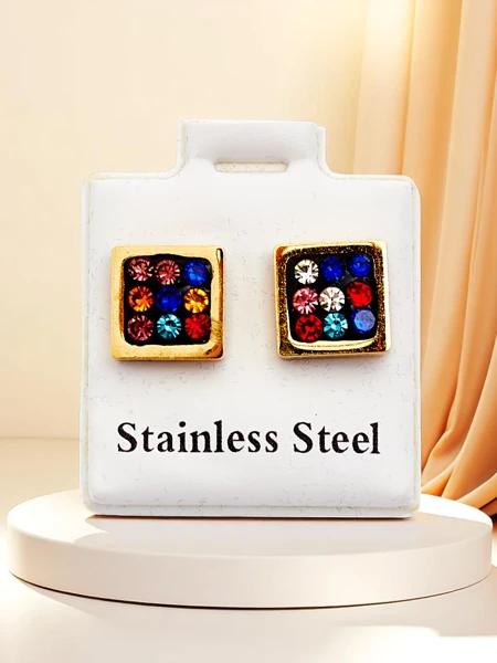 Royalfashion Dámské hranaté náušnice se zirkony