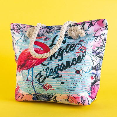 Кольорова пляжна сумка з фламінго