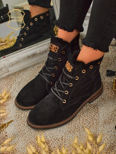 Dámské boty Aurelia Romano z přírodního semiše – hnědé, s kožešinou