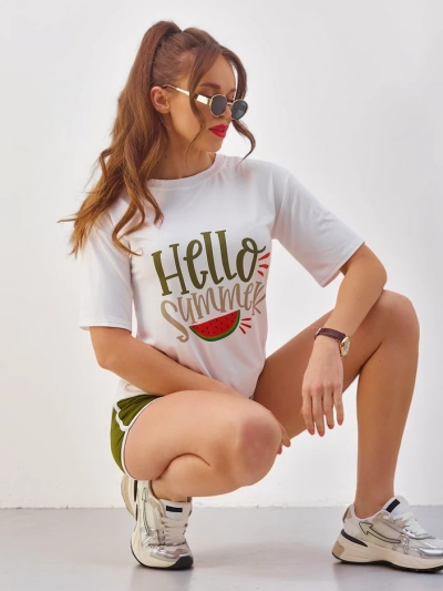 Royalfashion Жіночий спортивний комплект з футболкою та шортами Hello Summer