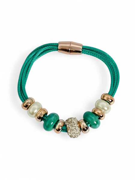 Dámský náramek s korálky a zirkony