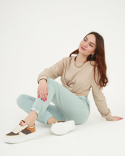 Dámské zelené látkové kalhoty - Oblečení