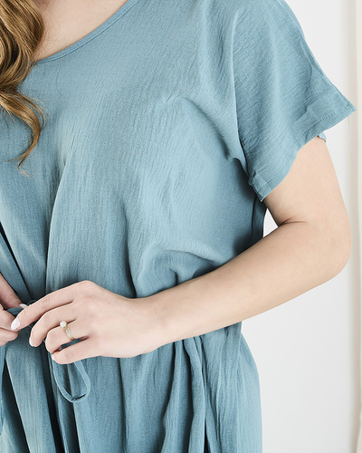 Бірюзова жіноча сукня оверсайз довжини міді - Одяг