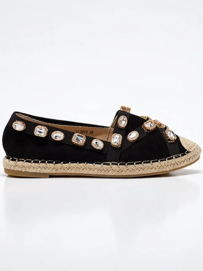 Černé dámské espadrilky s krystaly Wamba - obuv