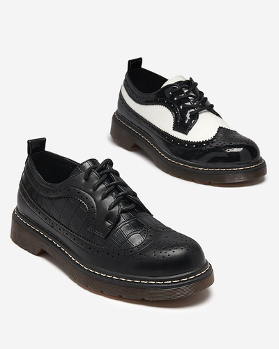 Dámské černobílé lakované šněrovací boty Vyvana- Obuv