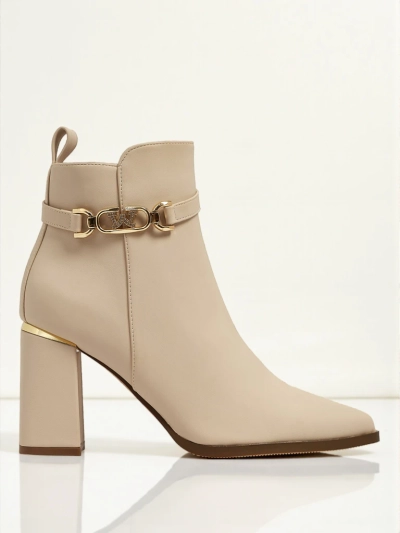 Dámské kotníkové boty eko semišové na sloupku Ostirena