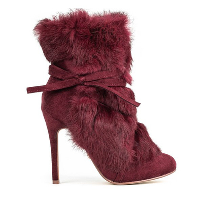 Бордові напівчоботи з хутром Pelage - Взуття