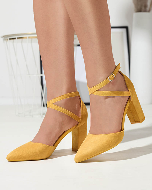 OUTLET Гірчичні жіночі туфлі-човники на стійці Amagy- Footwear