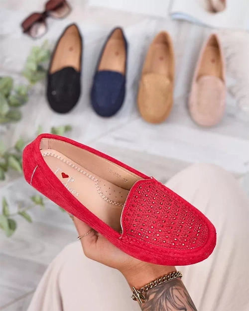 Червоні жіночі мокасини з цирконами Bretika - Взуття