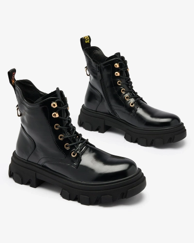 Royalfashion Чорні жіночі утеплені черевики з екошкіри Selori trapper