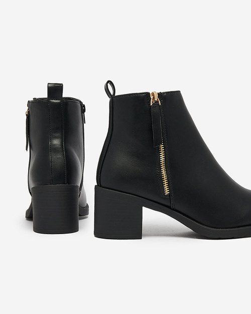 Royalfashion Чорні жіночі черевики з екошкіри на низькій шпильці Rejerry