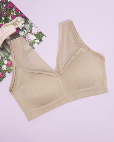Béžová dámská sportovní podprsenka se širokými ramínky - spodní prádlo