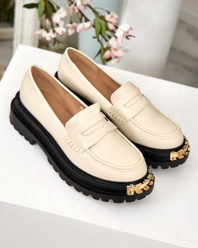 Dámské Loafersy Aurelia Béžové na Platformě 5cm - Stylové a Pohodlné