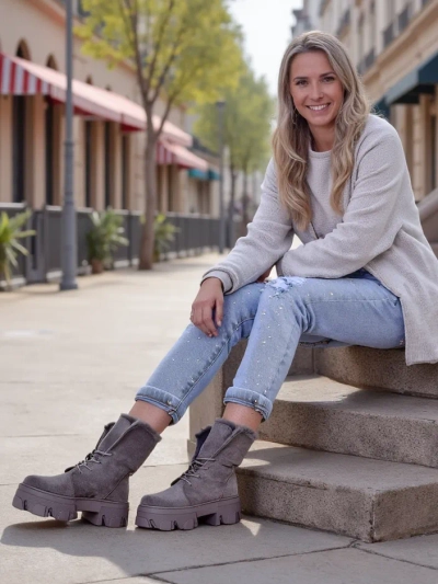 Royalfashion Dámské šněrovací kotníkové boty Cavenma