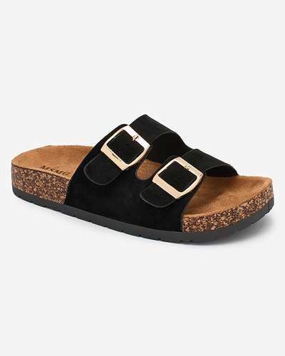 Dámské pantofle Letitia černé, semišové, plochý podpatek, italský design