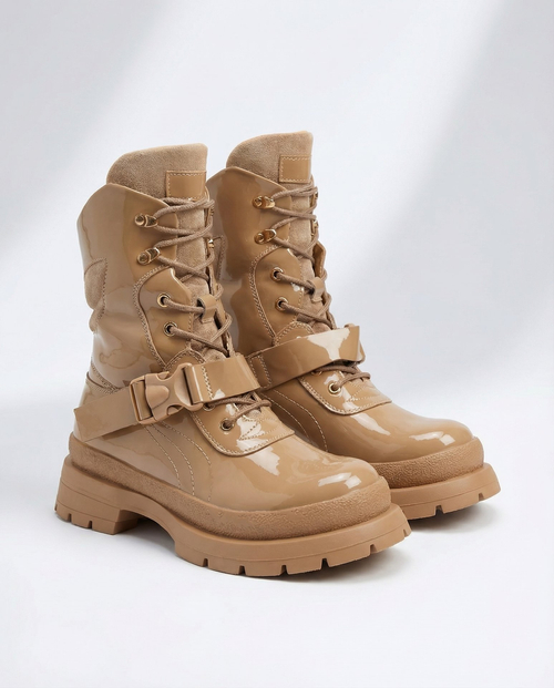 Жіночі лаковані черевики Royalfashion світло-коричневого кольору Setogy