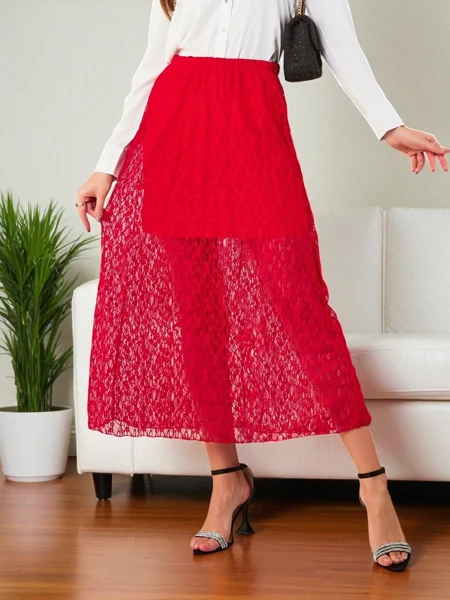 Dámská midi sukně Royalfashion s krajkou