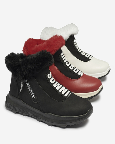 OUTLET Černé dámské zateplené kozačky s kožíškem Scherr- Obuv