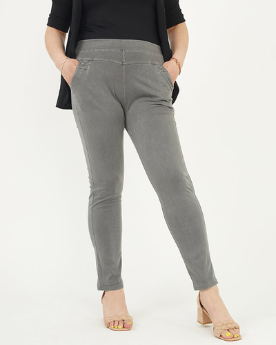 Šedé dámské treginy PLUS SIZE - Oblečení