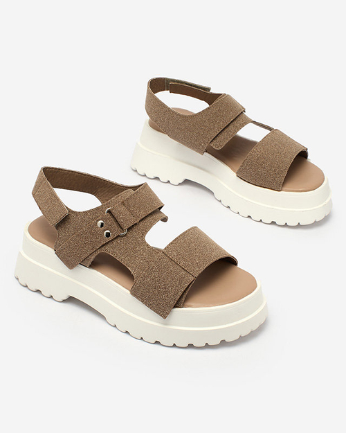 Royalfashion Темно-коричневі жіночі босоніжки на суцільній підошві Rederis