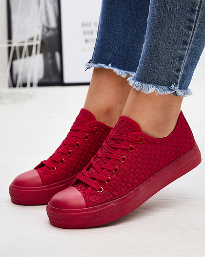 Červené dámské tenisky s reliéfem Aklina - Obuv