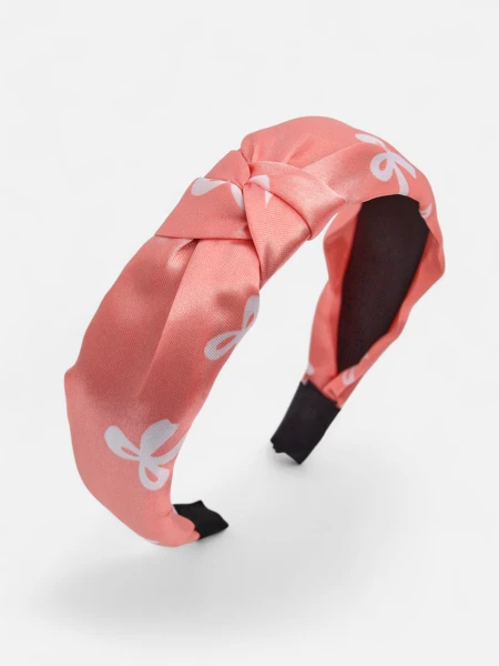 Royalfashion Saténová čelenka do vlasů s pletením a potiskem