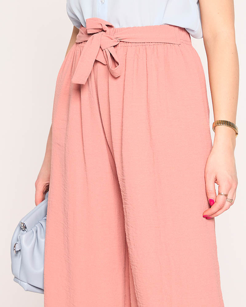 Широкі жіночі рожеві штани палаццо - Одяг