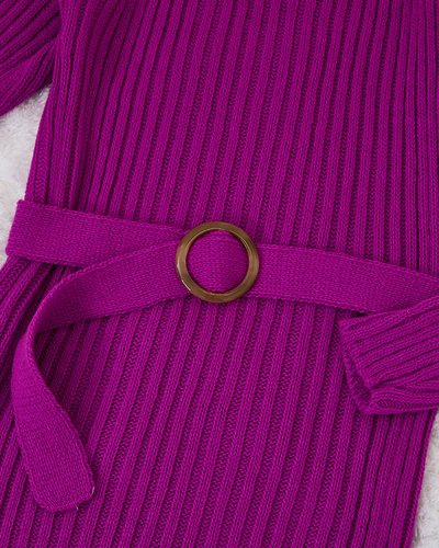 Royalfashion Fialové dámské svetrové šaty