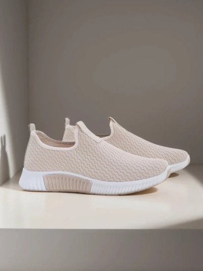 Dámské béžové tenisky Eulalia Slip-On plochý podpatek tkanina léto jaro