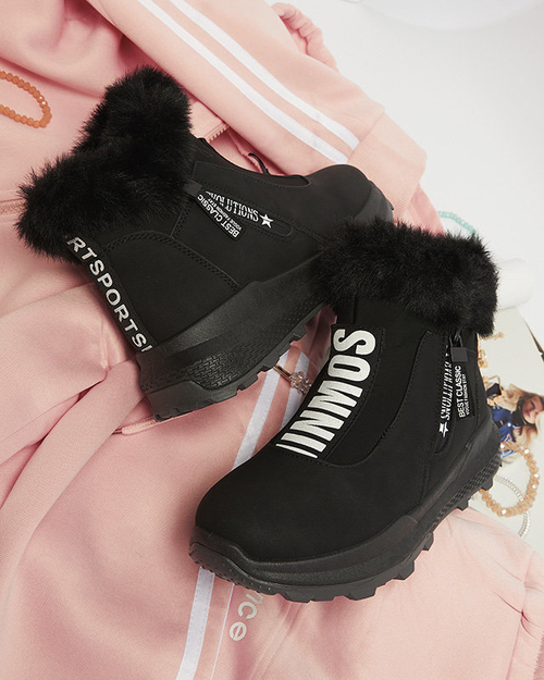 OUTLET Чорні жіночі утеплені черевики з хутром Scherr- Footwear