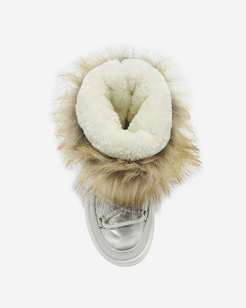 Сріблясті дитячі сліпони а-ля снігоступи з хутром Asika - Взуття