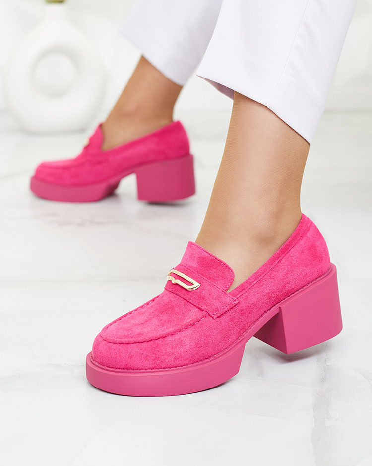 Royalfashion Růžové dámské mokasíny z eko semiše Valyffia