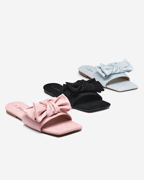 Сині жіночі шльопанці з бантом Kelisso