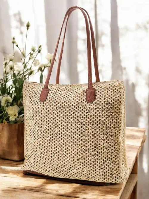 Royalfashion Велика солом'яна жіноча літня сумка