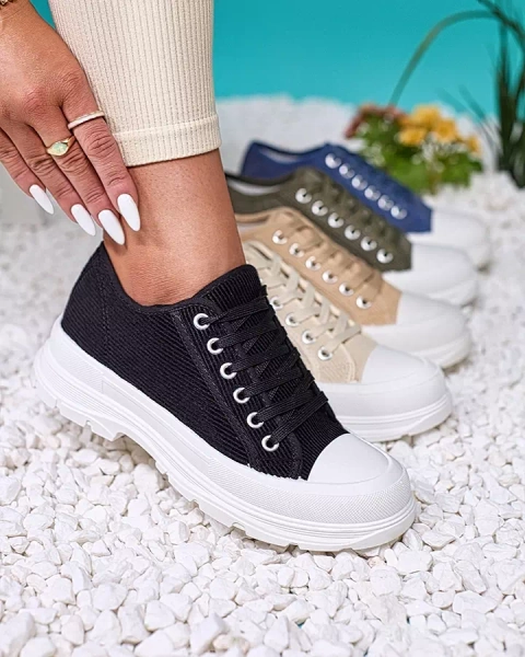 Royalfashion Чорні жіночі кеди на платформі Spollero