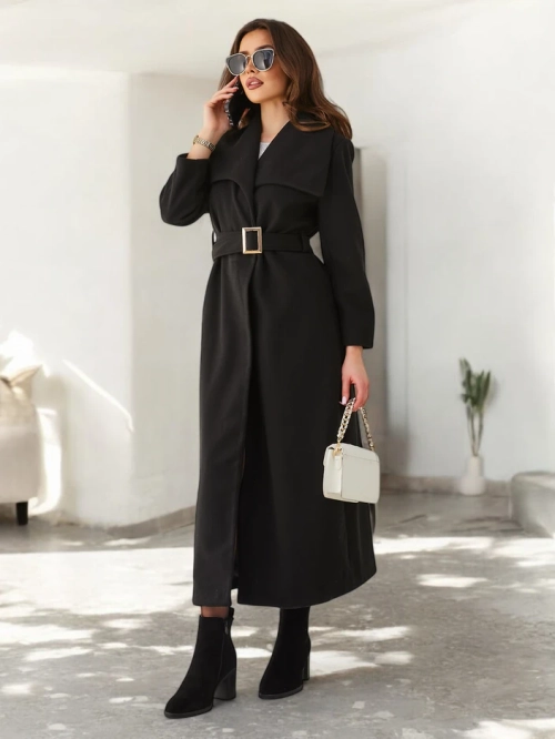Royalfashion Жіночий максі-пальто з поясом